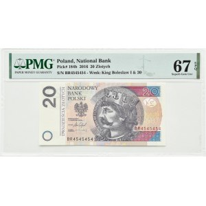 III RP, Chrobry, 20 złotych 2016, Warszawa, seria BR, PMG 67 EPQ