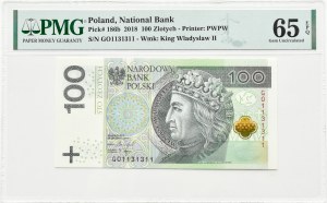 III RP, W. Jagiełło, 100 złotych 2018, Warszawa, seria GO, PMG 65 EPQ