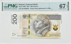 III RP, Sigismund the Old, 200 zloty 2021, Warsaw, DC series, PMG 67 EPQ