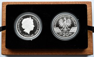 III RP, Poland/Australia, 20 zloty 2013 + 1 dollar 2013, Kangaroo Giant, Warsaw/Ramint, UNC