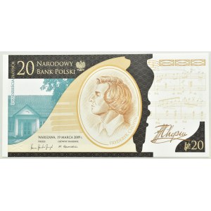 III RP, Fryderyk Chopin, 20 złotych 2009, Warszawa, UNC