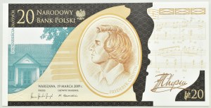 III RP, Frederic Chopin, 20 zloty 2009, Warsaw, UNC