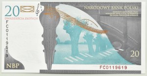 III RP, Frederic Chopin, 20 zloty 2009, Warsaw, UNC