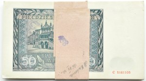 General Government, 50 zloty 1941, series C, BANK PACKAGE, BEAUTIFUL