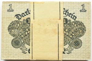 Germany, Weimar Republic, 1 mark 1920 series 550, BANK PACKAGE