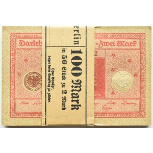 Germany, Weimar Republic, 2 marks 1920 series 55, BANK PACKAGE