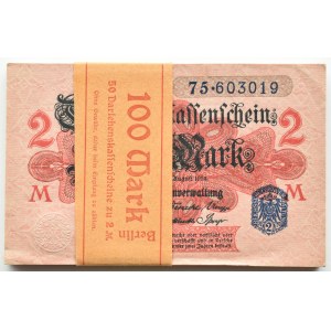 Niemcy, Cesarstwo, 2 marki 1914, seria M, PACZKA BANKOWA, PIĘKNA!