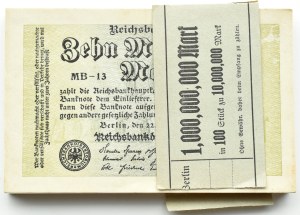 Germany, Weimar Republic, 10,000,000 marks 1923 series MB-13, BANK PACKAGE