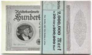 Germany, Weimar Republic, 100,000 marks 1923, 6U series, BANK PACKAGE, RARE SERIES