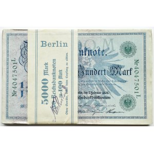 Niemcy, Cesarstwo, 100 marek 1908, seria L, PACZKA BANKOWA