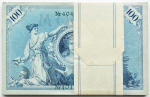 Germany, Empire, 100 marks 1908, series L, BANK PACKAGE