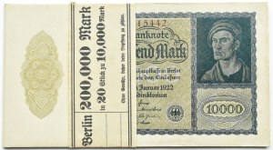 Germany, Weimar Republic, 10,000 marks 1922, series J, BANK PACKAGE