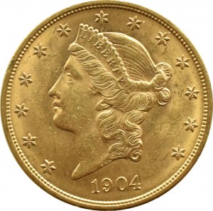 USA, Liberty Head, $20 1904, Philadelphia, BEAUTIFUL!
