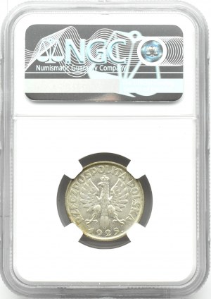 Second Republic, Spikes, 1 zloty 1925, London, NGC MS62