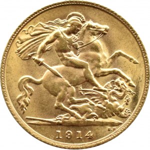 Wielka Brytania, Jerzy VI, 1/2 suwerena 1914, Londyn