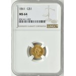 USA, $1 1861, Philadelphia, NGC MS64 - RARE
