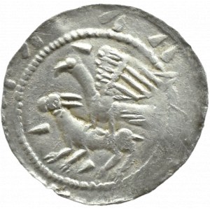 Władysław II Wygnaniec (1138-1146), denarius - Eagle and Hare, CLINES IN LEFT, Kraków