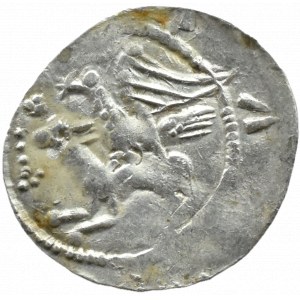 Wladyslaw II the Exile (1138-1146), denarius - Eagle and Hare, FLOWER AND SNAKE OF BULLS, Cracow, Poland.