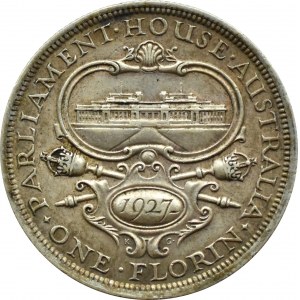 Australia, George V, florin 1927, Parliament, Melbourne