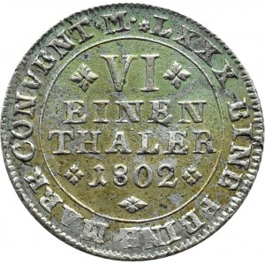 Germany, Braunschweig-Wolfenbüttel, 1/6 thaler 1802 M.C., NICE