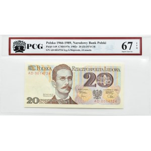 PRL, R. Traugutt, 20 zlotých 1982, séria AD, PCG 67 EPQ