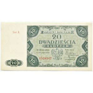 RP, 20 zloty 1947, series A, Warsaw, BEAUTIFUL