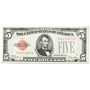 USA, A. Lincoln, $5 1928, C/A series, Woods &amp; Mellon