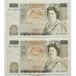 United Kingdom, £50 lot (1981-1988), Somerset signature, two consecutive numbers