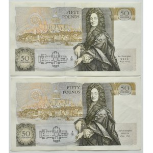 United Kingdom, £50 lot (1981-1988), Somerset signature, two consecutive numbers