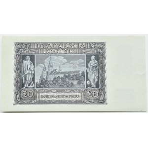 General Government, 20 zloty 1940, series G, Krakow, BEAUTIFUL