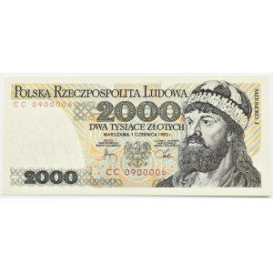 PRL, Mieszko I/B. Chrobry, 2000 Gold 1982, CC-Serie, SUPER NUMBER, UNC
