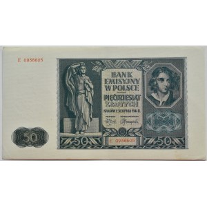 General Government, 50 zloty 1941, series E, Kraków
