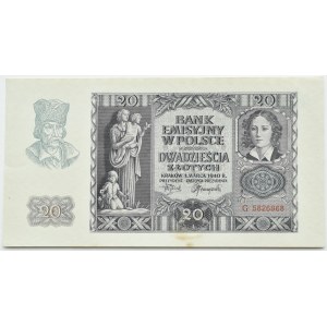 Governo generale, 20 zloty 1940, serie G, Cracovia