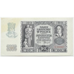 Allgemeine Regierung, 20 Zloty 1940, Serie G, Krakau