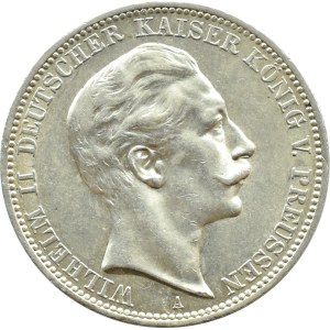 Niemcy, Prusy, Wilhelm II, 3 marki 1912 A, Berlin, PIĘKNE!