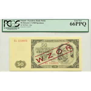 RP, 50 złotych 1948, seria EL, WZÓR, PCGS 66PPQ