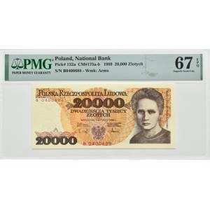 PRL, M. Skłodowska-Curie, 20000 złotych 1989, seria B, PMG 67 EPQ