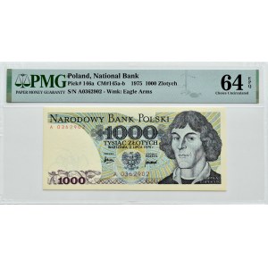 Volksrepublik Polen, M. Kopernikus, 1000 Zloty 1975, Serie A, PMG 64 EPQ, RZADSZE (L4)
