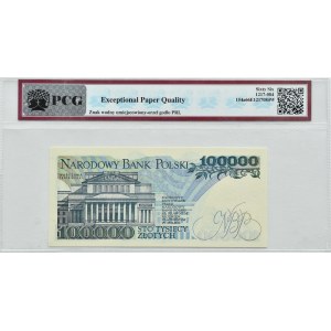 PRL, St. Moniuszko, 100 000 zlotys 1990, série A, PCG 66 EPQ - NUMÉRO CIEKAWY