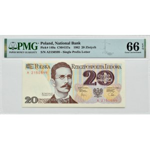 People's Republic of Poland, R. Traugutt, 20 gold 1982, series A, PMG 66 EPQ