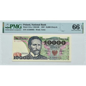 People's Republic of Poland, St. Wyspianski, 10000 gold 1987, series A, PMG 66 EPQ