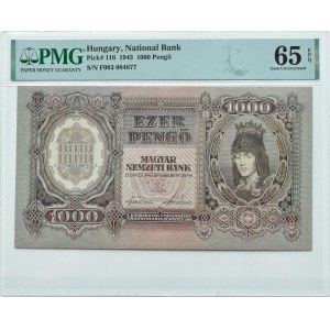 Hungary, 1000 pengo 1943, Budapest, series F 083, PMG 65 EPQ