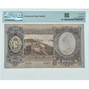 Hungary, 1000 pengo 1943, Budapest, series F 083, PMG 65 EPQ