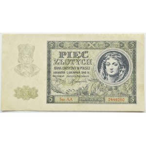 General Government, 5 gold 1941, AA series, Kraków