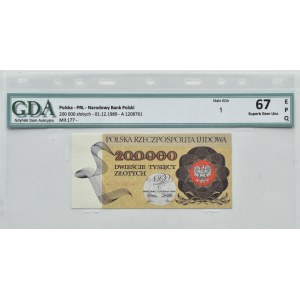 People's Republic of Poland, Warsaw, 200,000 zloty 1989, series A, GDA 67 EPQ