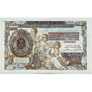 Serbia, 1000 dinars 1941, series H.0108, UNC
