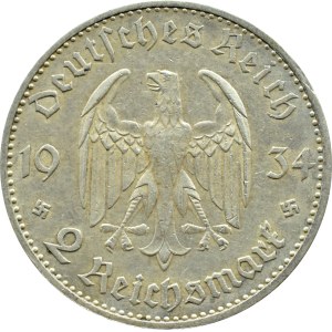 Germany, Third Reich, 2 Marks 1934 A, Berlin, CHURCH WITH DATE