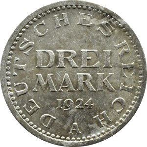 Weimarská republika, 3 marky 1924 A, Berlín
