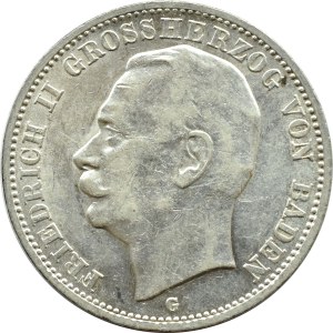 Deutschland, Baden, Friedrich II, 3 Mark 1914 G, Karlsruhe