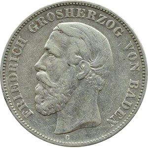 Germany, Baden, Frederick I, 5 marks 1876 G, Karlsruhe